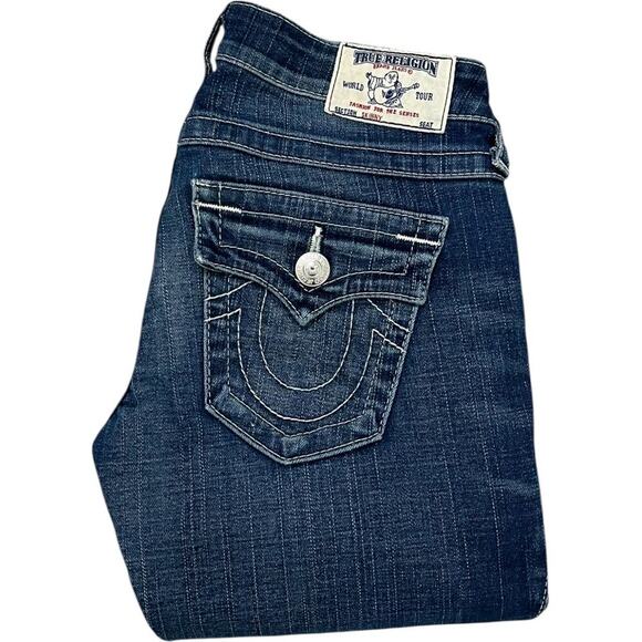 True Religion Y2K Dark Wash Flap Pocket Skinny Jeans - Picture 2 of 5
